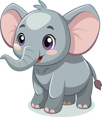 Naklejka premium Cute and Cuddly Cartoon Baby Elephant, Playful Pachyderm Clipart. 