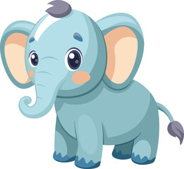 Fototapeta premium Cute and Cuddly Cartoon Baby Elephant, Playful Pachyderm Clipart. 