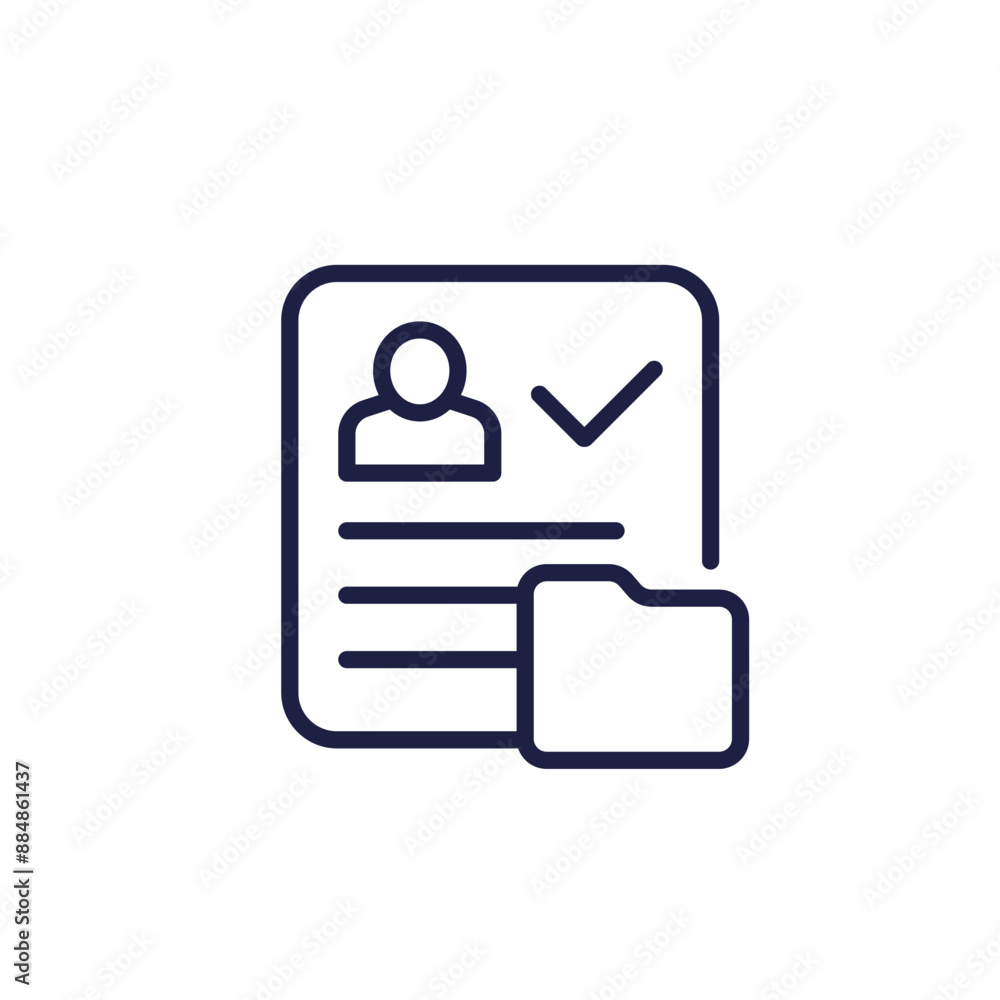 Poster personal data line icon with folder