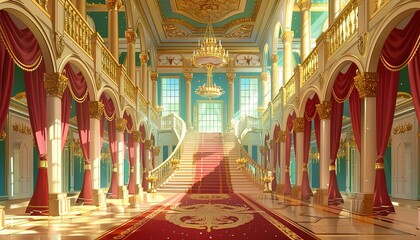 Obraz premium grand palace interior anime cartoon
