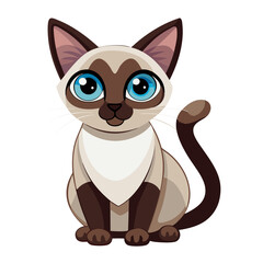 Obraz premium cute Siamese cat sitting against white background
