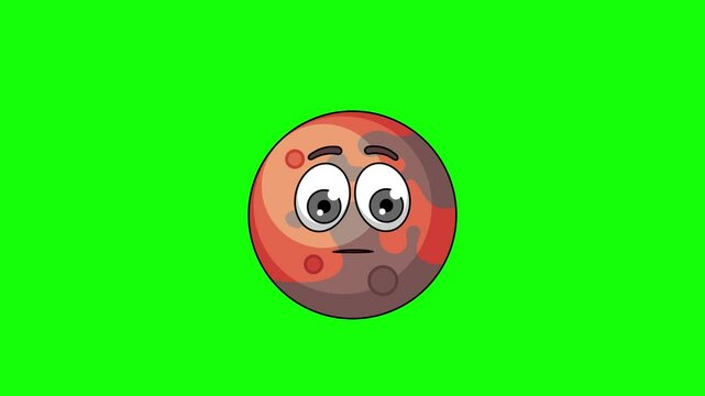mars planet character with a raised eyebrow, skeptic's face