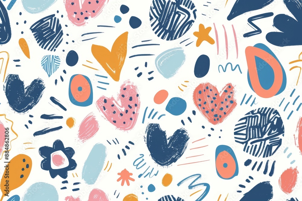 Poster abstract colorful pattern with hand-drawn elements