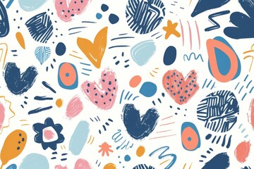 Abstract Colorful Pattern with Hand-Drawn Elements