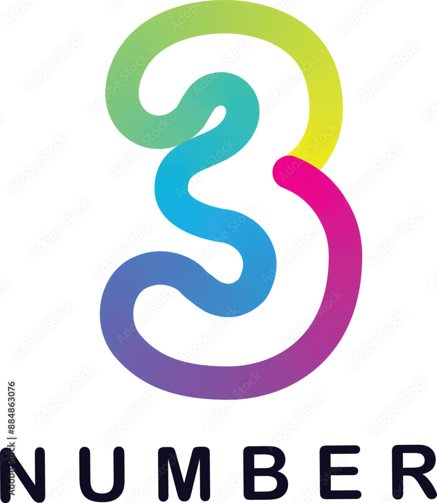 Fototapete gradient 3d number, vector set of number