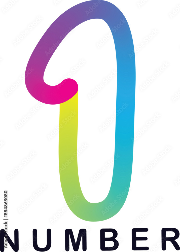 Fototapete gradient 3d number, vector set of number