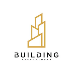 Simple building and construction logo design. Construction, apartment and architect symbols. Premium Vector