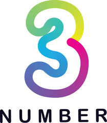 Gradient 3d number, Vector set of number
