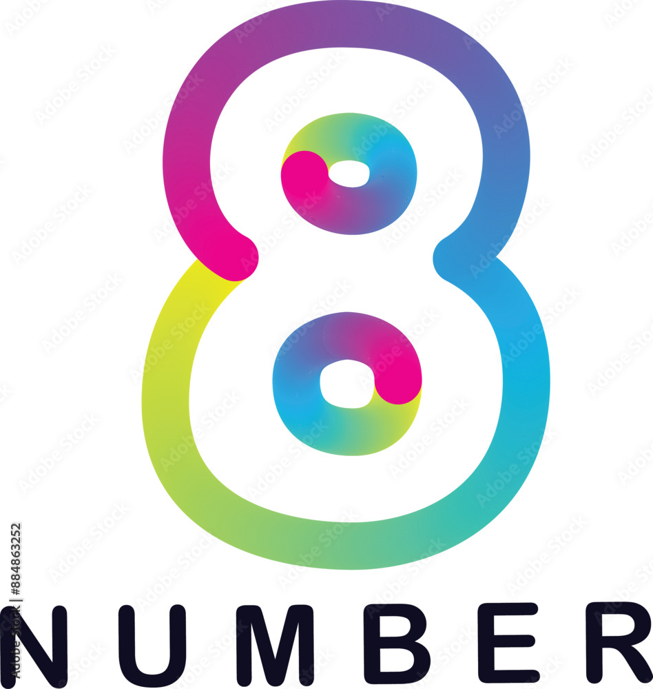 Fototapete gradient 3d number, vector set of number