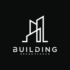 Simple building and construction logo design. Construction, apartment and architect symbols. Premium Vector