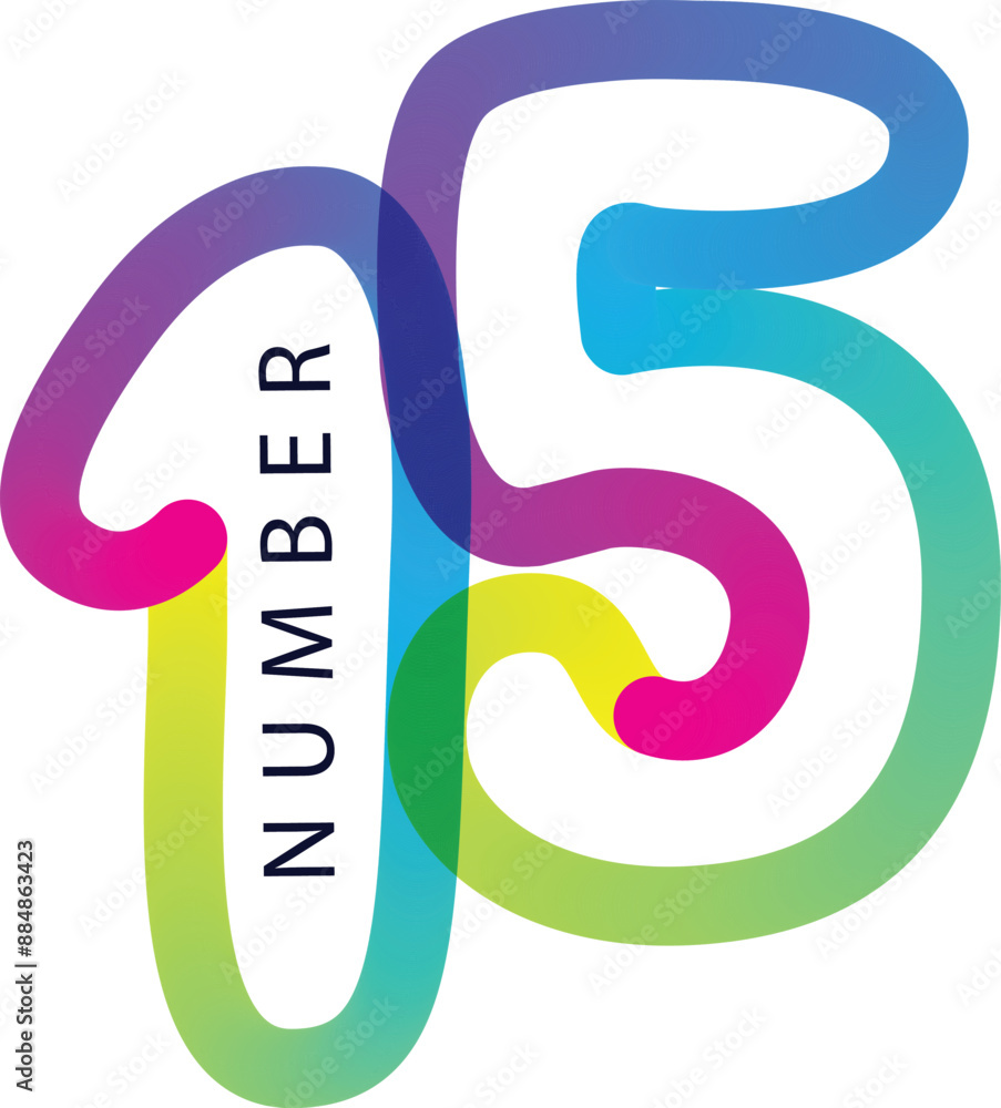 Fototapete gradient 3d number, vector set of number