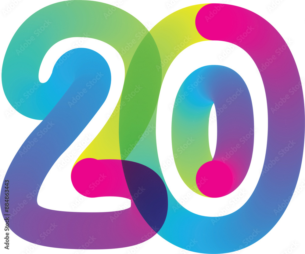 Fototapete gradient 3d number, vector set of number