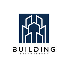 Simple building and construction logo design. Construction, apartment and architect symbols. Premium Vector