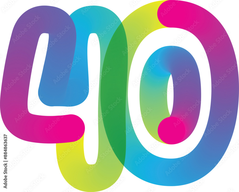 Fototapete gradient 3d number, vector set of number