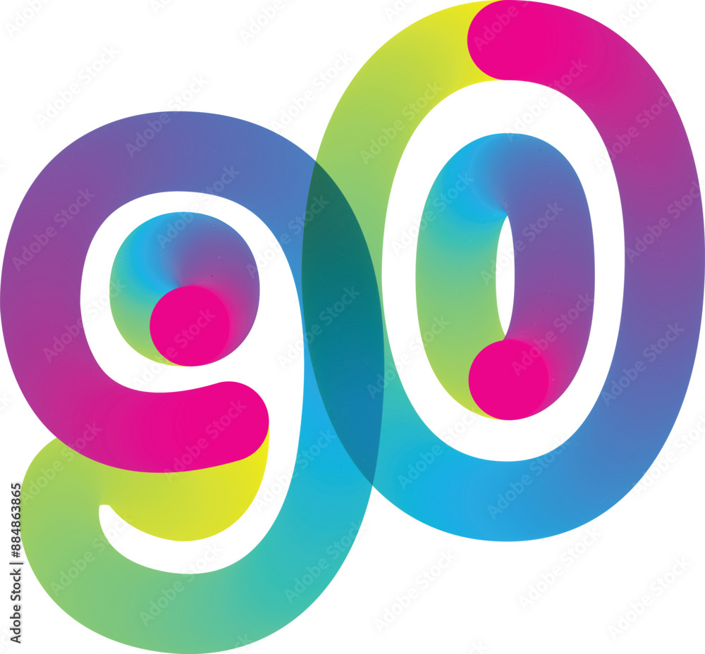 Fototapete gradient 3d number, vector set of number