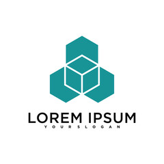 Abstract simple cube or box logo design. Premium Vector