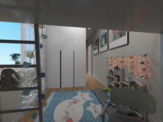 DORMITORIO INFANTIL DE CASA MODERNA DE LUJO 