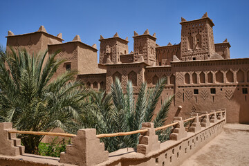 Kasbah Amridil. in the palm grove of Skoura, Morocco. Traditional adobe, thatch and brick...