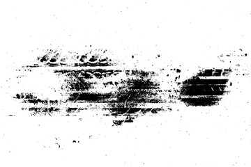 Mud tire tracking. Dirt track from the car wheel protector. Tire mark silhouette. Grunge overlay texture. Abstract black pattern. Vector illustration, EPS 10.  © sergio34