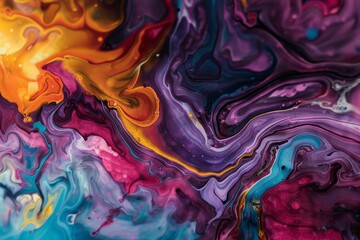 Obraz premium Acrylic pour painting with swirling, marbled patterns in bright colors