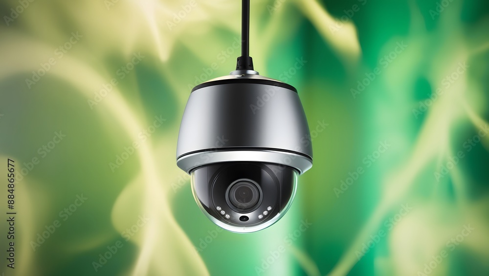 Canvas Prints modern security camera dome type cctv digital security camera on a green background.