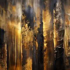 Naklejka premium Abstract painting art texture background black gold colors. Wall art