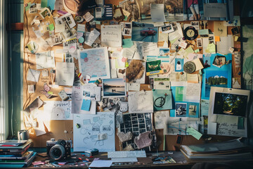 Vision Board with SMART Goals: Create an artistic vision board filled with images and notes representing various SMART goals. 