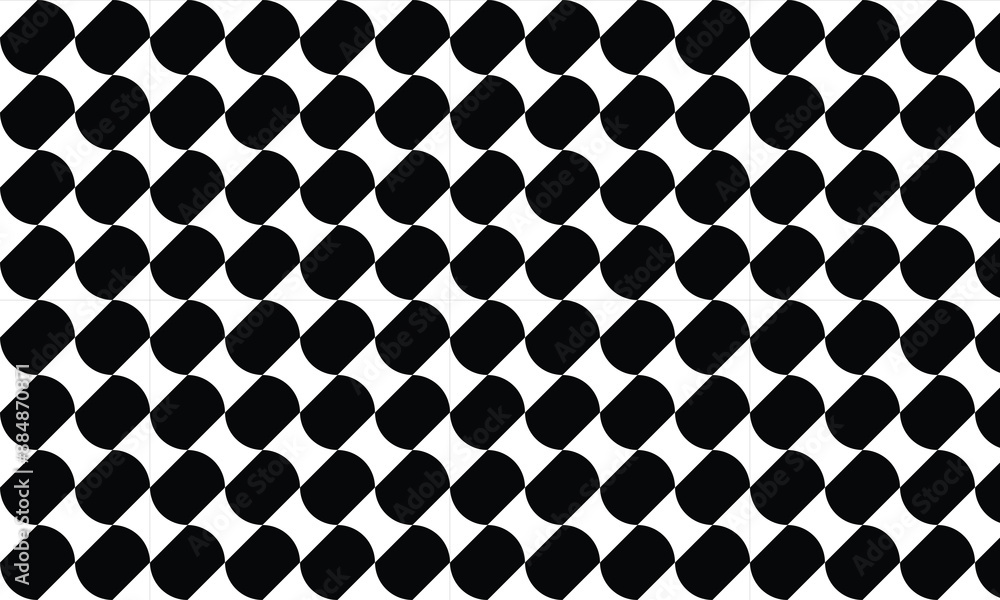 Poster semi-circle and diagonal shapes seamless geometric pattern. black and white abstract background desi