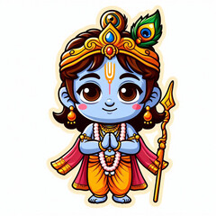 Lord Krishna kid cartoon character sticker