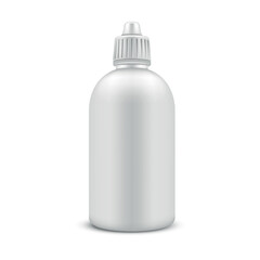 Cosmetic plastic bottle with dropper pipette and lid mock up realistic vector illustration