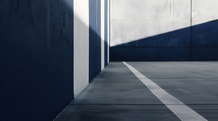 A large empty parking lot with a white line down the middle