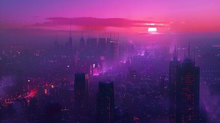 Obraz premium Futuristic Cityscape at Sunset