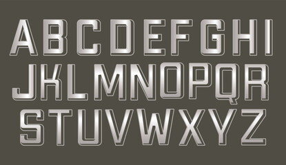 Silver metallic alphabet letters font