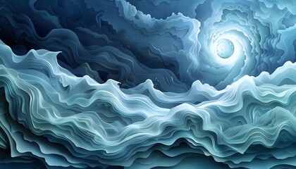 Obraz premium Design a detailed paper cut scene of Uranus tilted on its axis, showcasing its unique orientation and the subtle bands of clouds.