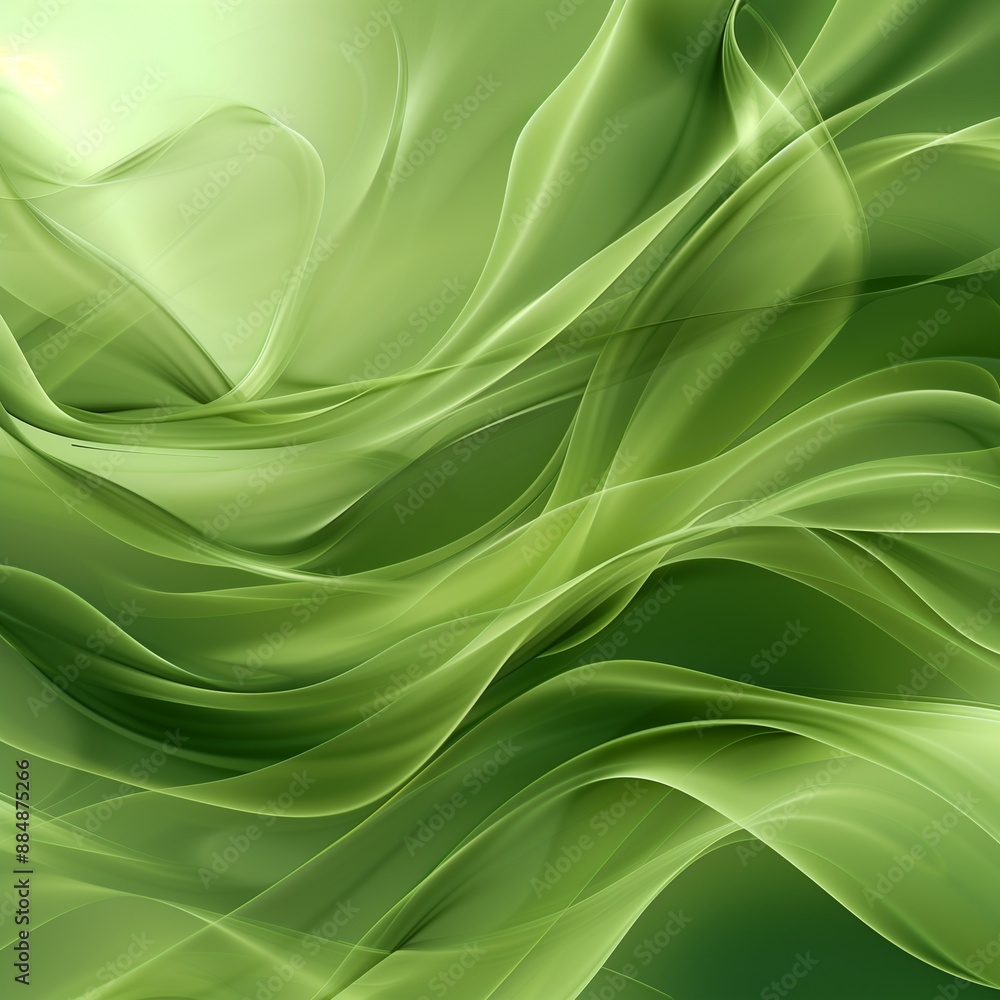 Poster abstract green background with smooth waves and soft lines, creating an elegant atmosphere.