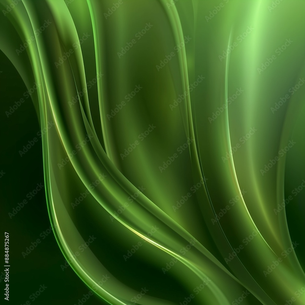 Poster abstract green background with smooth lines and curves, creating an elegant and modern design elemen