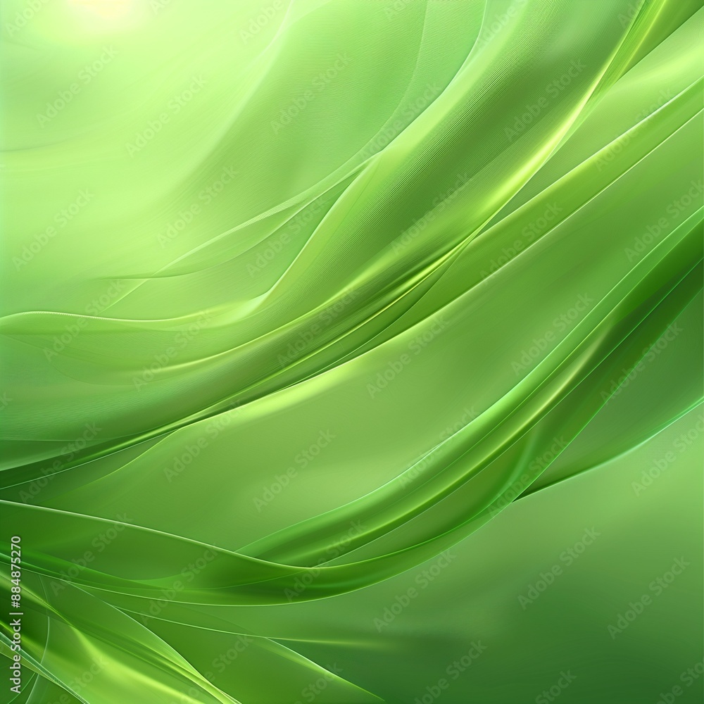 Poster abstract green background with smooth lines and curves in light colors with soft lighting and a gree