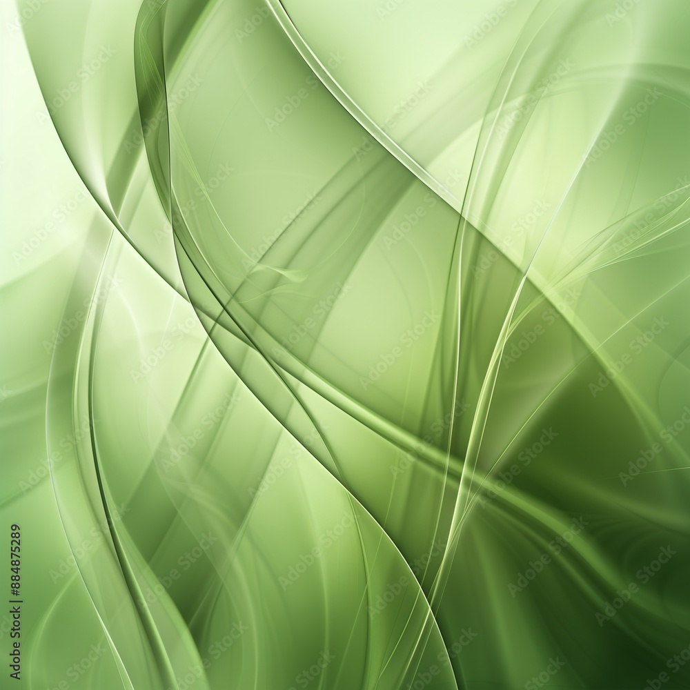 Poster abstract green background with soft flowing lines and curves, creating an elegant atmosphere.