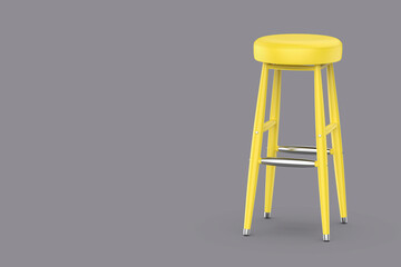 Yellow bar stool on a grey background