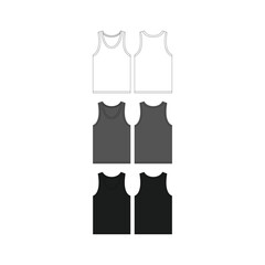 Blank Tanktop Technical Drawing Vector Fashion Illustration Tanktop Flat Vector Mockup Template Tanktop Apparel Mock-up Template Vector Clothing Tanktop CAD Design