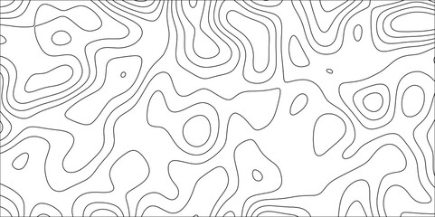 Abstract background of the topographic contours map with geographic line map. Geographic contour map grid texture. Modern design with White topographic wavy pattern design.