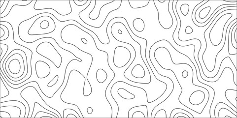 Abstract background of the topographic contours map with geographic line map. Geographic contour map grid texture. Modern design with White topographic wavy pattern design.