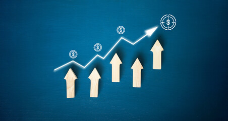 Shortcut Exponential growth or compound interest, investment fast track into staircase, wealth or...