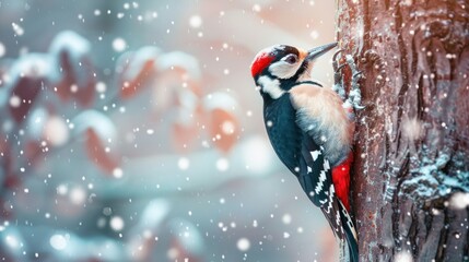 Woodpecker in a Winter Wonderland