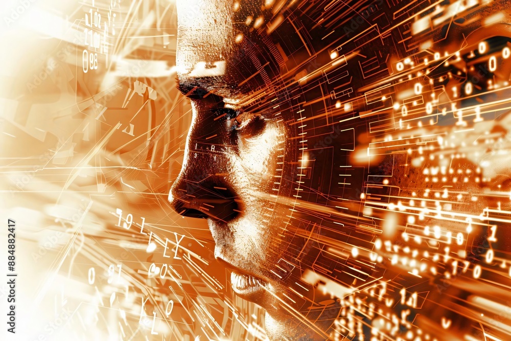 Poster abstract representation of artificial intelligence with digital connections and futuristic imagery h