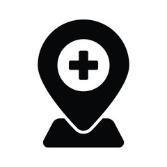 Obraz premium Medical sign inside map pin denoting concept icon of hospital location