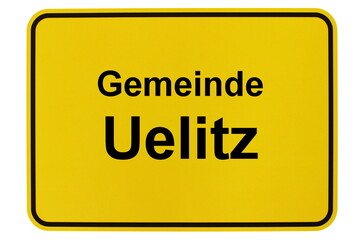 Illustration eines Ortsschildes der Gemeinde Uelitz in Mecklenburg-Vorpommern