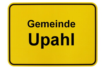 Illustration eines Ortsschildes der Gemeinde Upahl in Mecklenburg-Vorpommern