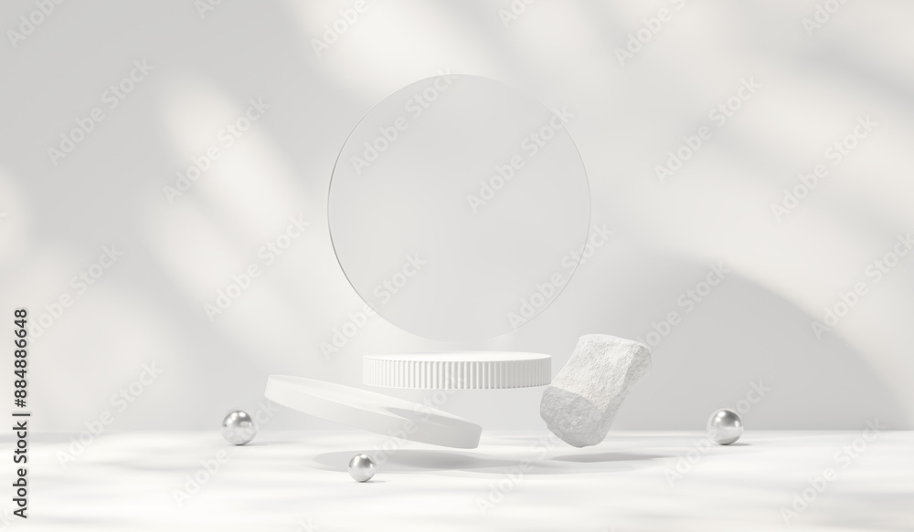 Aufkleber white podium minimal for product display showcase presentation 3d rendering