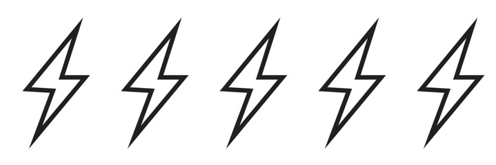 flash thunder power icon, flash lightning bolt icon with thunder bolt - Electric power icon symbol - Power energy icon sign in filled, thin, line, outline and stroke style for apps and website